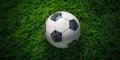 Top View of Soccer Ball on Grass Field. Close up of Soccer Ball on Green Grass Background. Generative AI Royalty Free Stock Photo