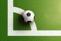 Top view of soccer ball on corner arc line of soccer field Royalty Free Stock Photo