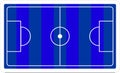 Top view of soccer field or football pitch in blue color, illustration. Modern design