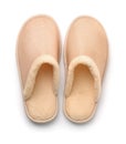 Top view of soft beige home slippers