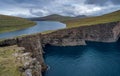 Sorvagsvatn lake over the ocean in Faroe Islands Royalty Free Stock Photo