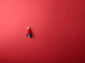 Top view space rocket on a red background with copy and text space Royalty Free Stock Photo