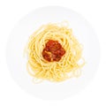 Top view of Spaghetti alla Sorrentina isolated