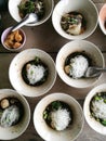 Top View Spicy Thai Pork Noodle (Boat Noodle).