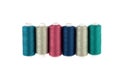 Top view of spools of colored thread on a white background. Royalty Free Stock Photo