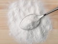Top view of spoon with baking soda Royalty Free Stock Photo