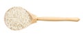 Top view of spoon with polished long-grain rice