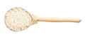 Top view of spoon with polished medium-grain rice