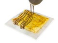 Top view of Sprinkle chocolate on the roti , focus selective Royalty Free Stock Photo