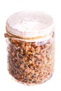 Top View of Sprouting Lentils Growing in a Jar Royalty Free Stock Photo