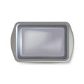 Top view of square black plate. Empty plastic tray. Metal tray salver with Handles. isolated on white background. Vector illustrat Royalty Free Stock Photo