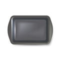 Top view of square black plate. Empty plastic tray. Metal tray salver with Handles. on white background. Vector illustrat Royalty Free Stock Photo