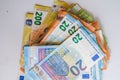 Top view of a stack of euro banknotes Royalty Free Stock Photo