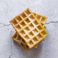 top view stack waffles concrete surface. High quality photo