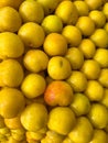 Top view of a stack of yellow plums