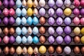 top view of stacked finished chocolate easter eggs