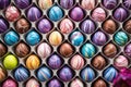 top view of stacked finished chocolate easter eggs