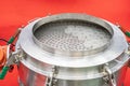 top view stainless steel screen mesh and product of sieve vibration filter or round separator machine for industrial