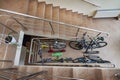 Top view from stair bicycle garage storage place office or an apartment block residential building or multi-family house Royalty Free Stock Photo