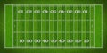 Top view of standard yard size layout empty american football sport field with real green realistic grass and copy space. Team