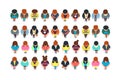 Top view standing people, cartoon man and woman vector collection isolated