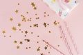 top view star metallic confetti. High quality photo