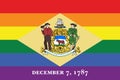 Top view of state lgbt flag of Delaware, USA. no flagpole. Plane design, layout. Flag background. Freedom and love concept. Pride