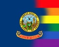 Top view of state lgbt flag of Idaho, USA. no flagpole. Plane design, layout. Flag background. Freedom and love concept. Pride