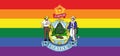 Top view of state lgbt flag of Maine, USA. no flagpole. Plane design, layout. Flag background. Freedom and love concept. Pride