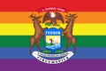 Top view of state lgbt flag of Michigan, USA. no flagpole. Plane design, layout. Flag background. Freedom and love concept. Pride Royalty Free Stock Photo