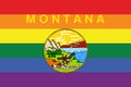 Top view of state lgbt flag of Montana, USA. no flagpole. Plane design, layout. Flag background. Freedom and love concept. Pride