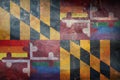 Top view of state lgbt retro flag of Maryland, USA with grunge texture. no flagpole. Plane design, layout. Flag background. Royalty Free Stock Photo