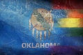 Top view of state lgbt retro flag of Oklahoma, USA with grunge texture. no flagpole. Plane design, layout. Flag background.