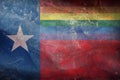 Top view of state lgbt retro flag of Texas, USA with grunge texture. no flagpole. Plane design, layout. Flag background. Freedom Royalty Free Stock Photo