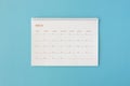 top view stationery minimalist calendar