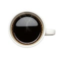 Top view of steaming hot black coffee in white mug with transparent background Royalty Free Stock Photo