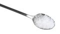 top view of steel teaspoon with coarse Sea Salt