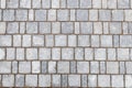 Top view of a stone pavement made of gray rectangular bricks Royalty Free Stock Photo