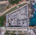 Top view of the stone walls of the old Fort. Forti de la Reina T Royalty Free Stock Photo