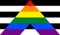 Top view of Straight Ally flag, no flagpole. Plane design, layout. Flag background