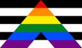 Top view of Straight Ally flag, no flagpole. Plane design, layout. Flag background