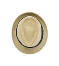 Top view of Straw beach hat fashion summer for men isolated on white background with clipping path. Royalty Free Stock Photo