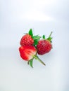 Top view of strawberries isolated on white background, Lots of strawberries and white background,. Ripe berries Royalty Free Stock Photo