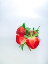 Top view of strawberries isolated on white background, Lots of strawberries and white background,. Ripe berries Royalty Free Stock Photo