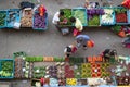 Top view of the street asian market