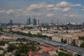 Top view of the streets and squares of Moscow from the top of a block of flats on the Sparrow Hills. Royalty Free Stock Photo