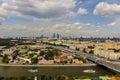 Top view of the streets and squares of Moscow from the top of a block of flats on the Sparrow Hills. Royalty Free Stock Photo