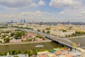 Top view of the streets and squares of Moscow from the top of a block of flats on the Sparrow Hills. Royalty Free Stock Photo