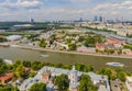 Top view of the streets and squares of Moscow from the top of a block of flats on the Sparrow Hills. Royalty Free Stock Photo