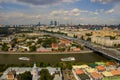 Top view of the streets and squares of Moscow from the top of a block of flats on the Sparrow Hills. Royalty Free Stock Photo